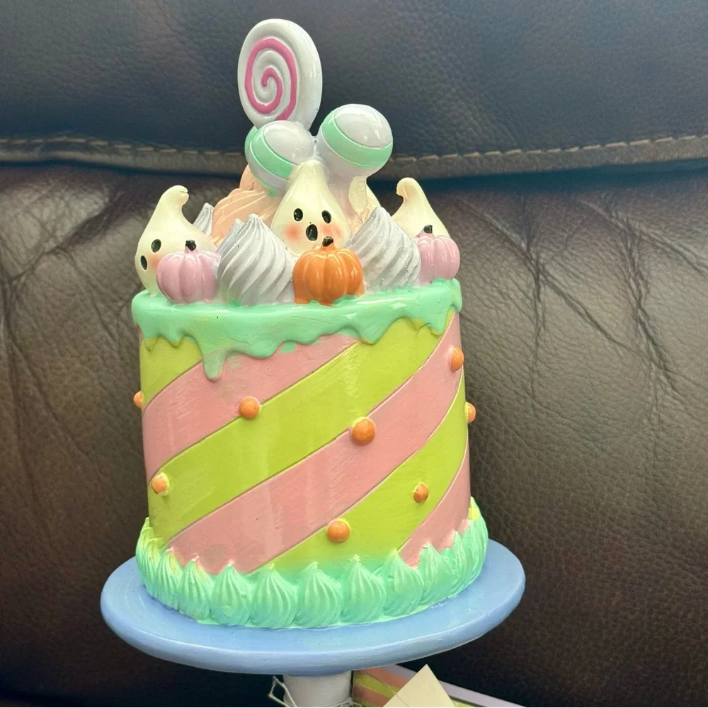 Pastel Halloween Cake with Ghost Meringue
